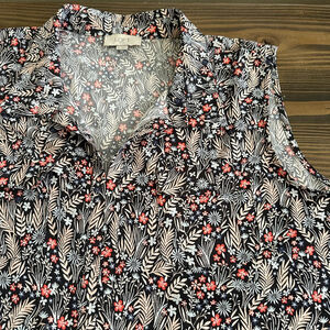 Women’s LOFT Outlet Black Floral Sleeveless V-Neck Dress XL Summer Causal